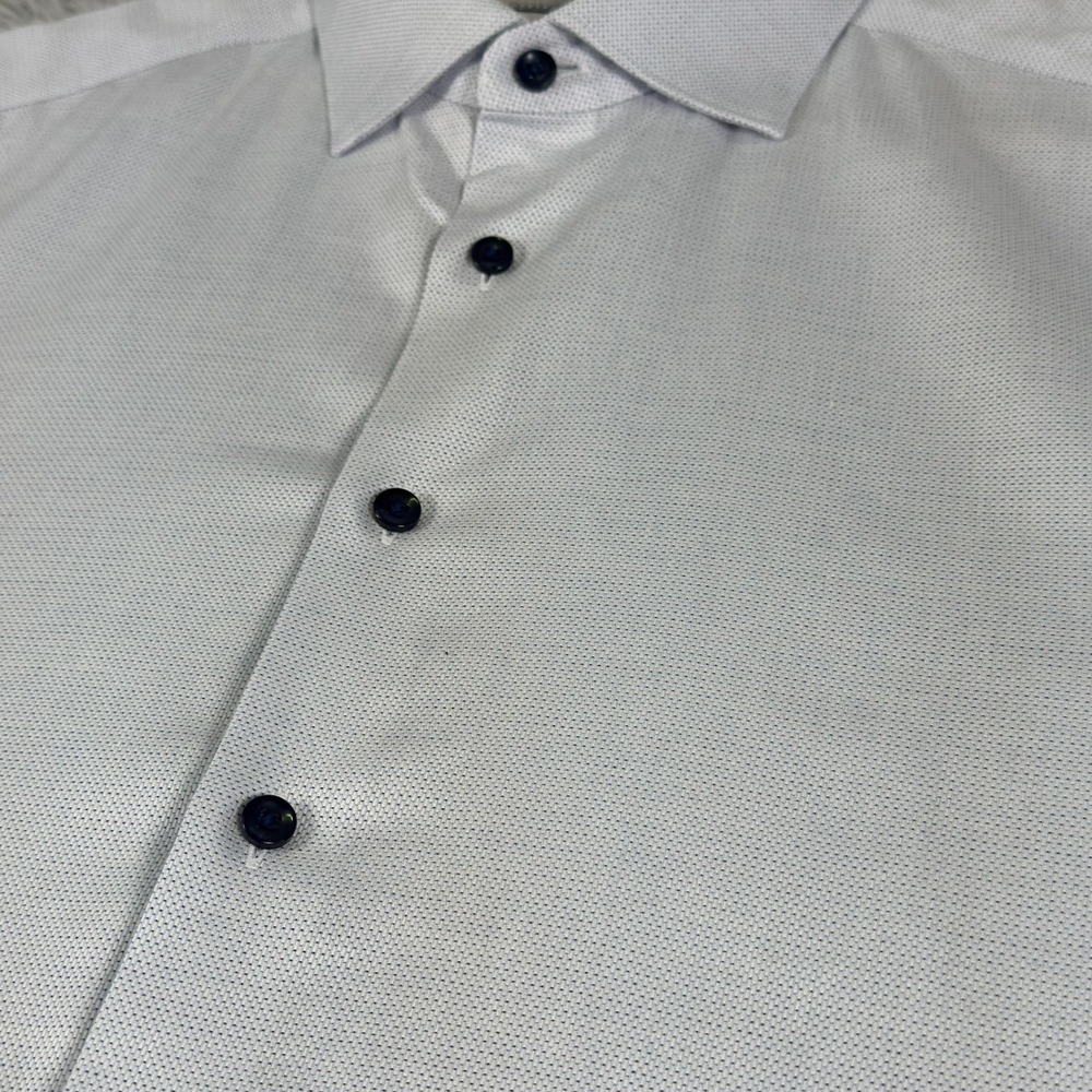 Charles Tyrwhitt Dress Shirt Men's 16.5 - 35 Slim Fit Grey White Spread Collar - Picture 4 of 10